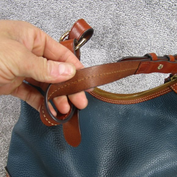 Dooney And Bourke Hobo Bag Blue Leather Satchel Tote Handbag - Picture 4 of 9